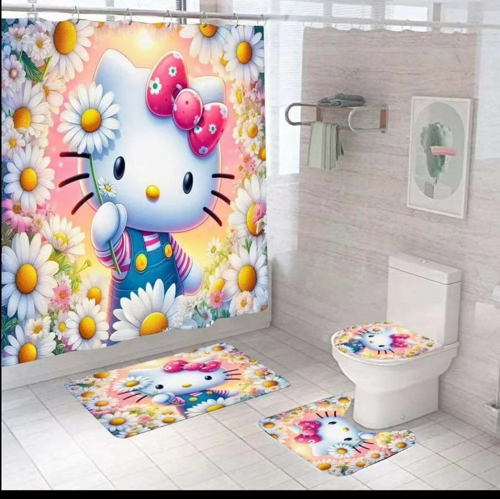 Shower curtain set (5 pcs) - Picture 3 of 6